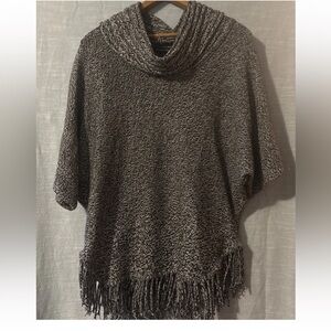 Relativity Knit Poncho Sweater Cowl Neck Black/White Women’s Sz S